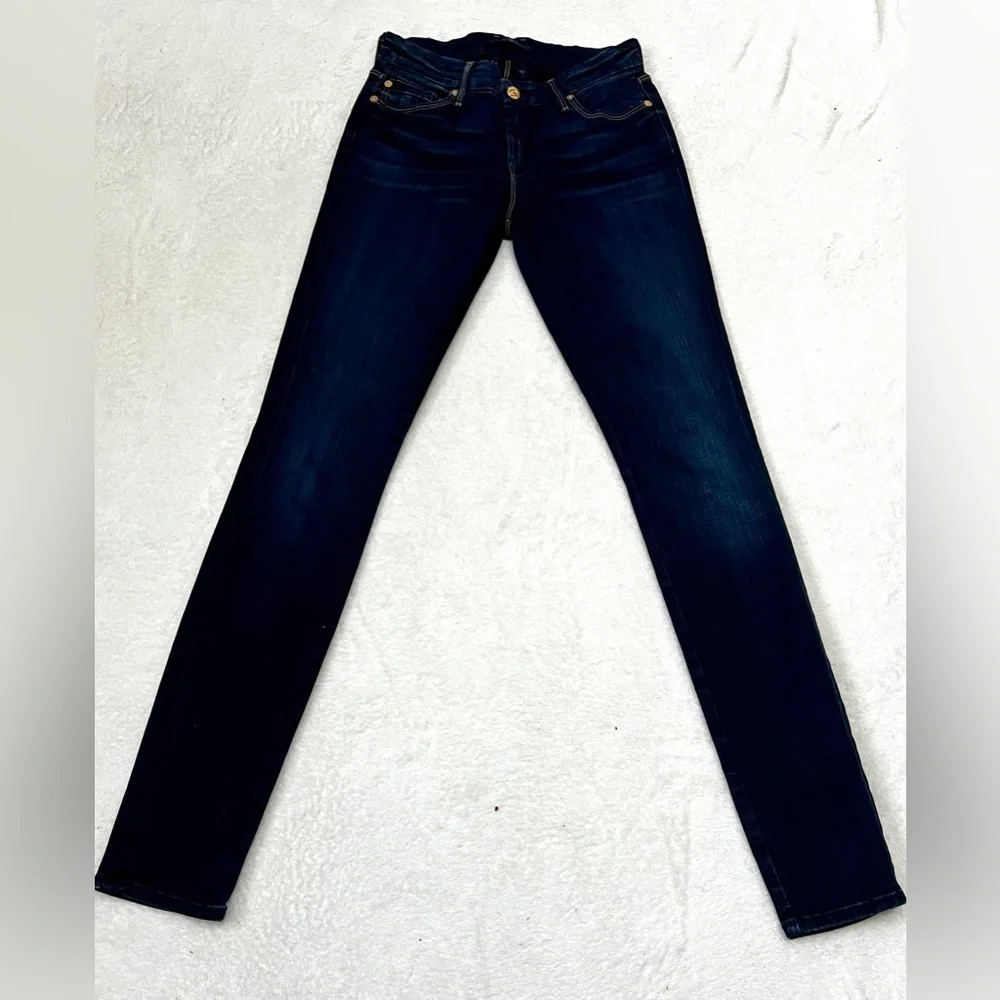 7 For All Mankind Classic Indigo Dark Wash Skinny Jean - Size 25